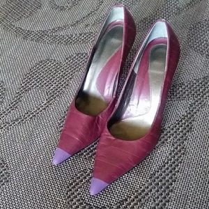 Fusion genuine leather pointed toe heels